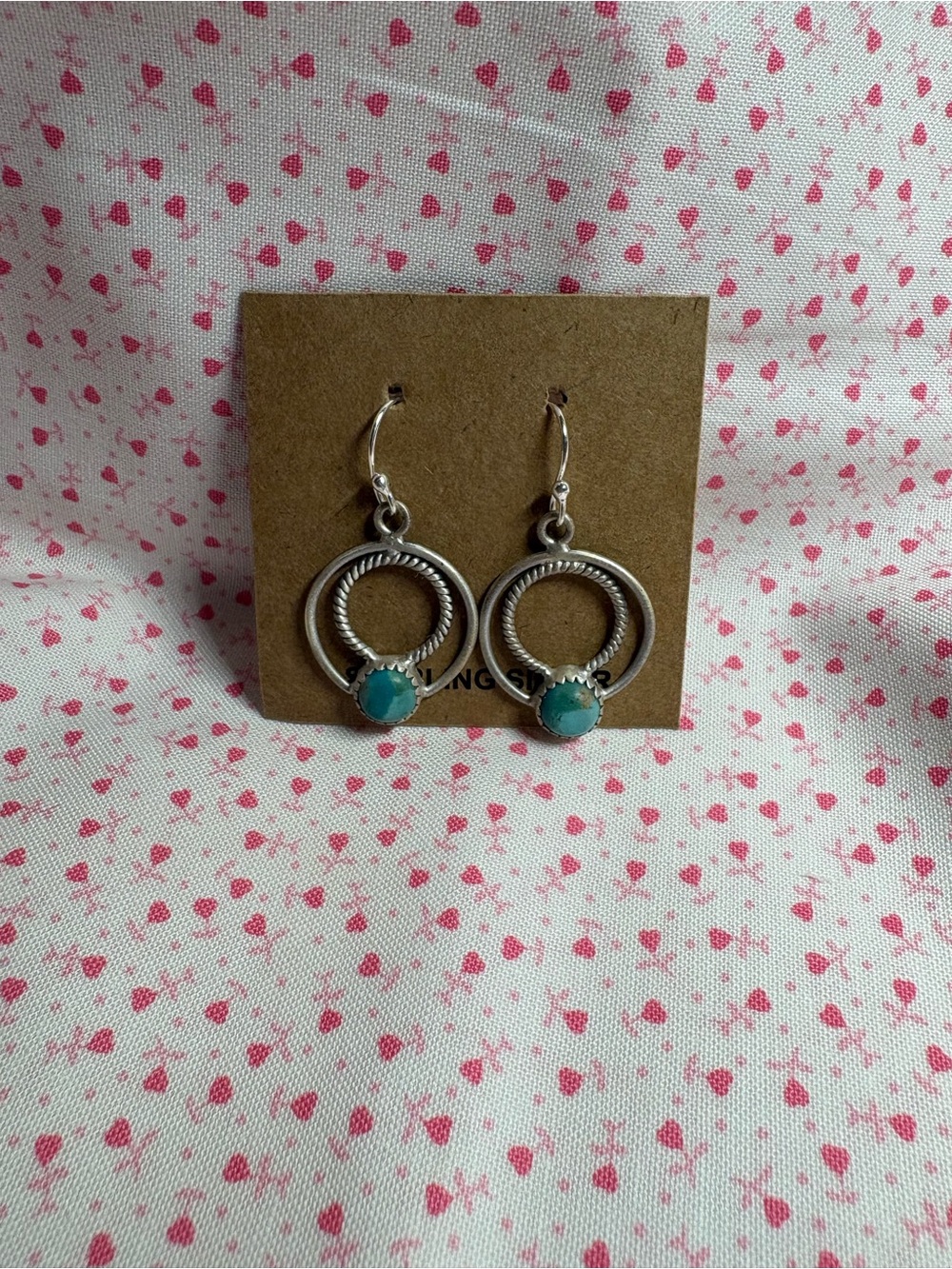 Sterling silver dangle Earrings with Turquoise Stone